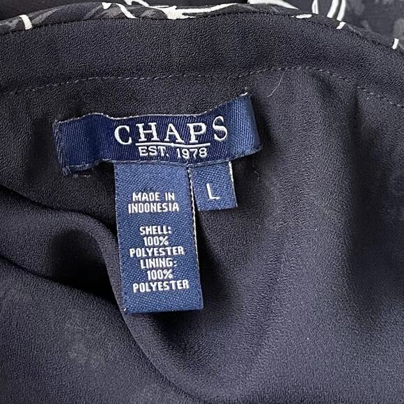 Chaps Size Large Skirt Dark Navy Floral Asymmetric Flowy Flutter Classic Fairy - Picture 5 of 9